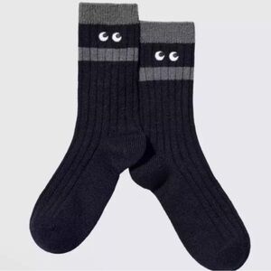 UNIQLO x ANYA HINDMARCH Heattech Navy sock Japan 25-27cm woman feet toe warm